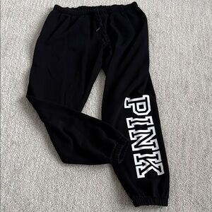 Victoria's Secret PINK Black Joggers with White Logo
